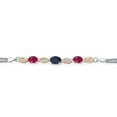 thumbnail image 2 of Gem Stone King 925 Silver and 10K Yellow Gold Blue Sapphire and Red Ruby and White Lab Grown Diamond Bracelet for Women (2.26 Cttw, Gemstone September Birthstone, Oval, Wheat Chain, 7 inches), 2 of 5