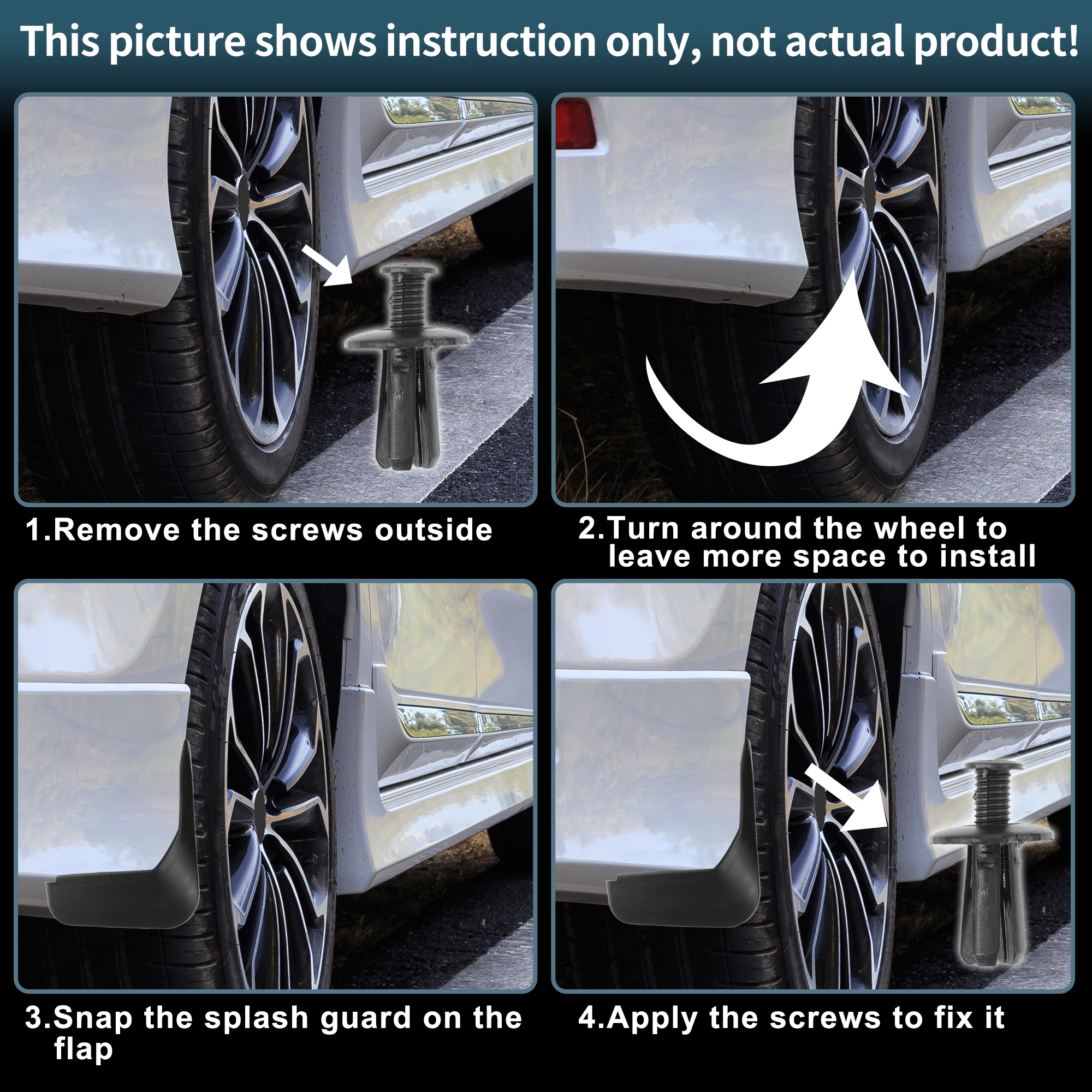 Unique Bargains Truck Mud Flaps Splash Guards for Dodge for Ram 1500 2019-2025 Direct-Fit Front & Rear Wheel Fender Guards All Weather Mud Guards Protection Kit