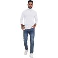 thumbnail image 6 of GIRUNS Men's Turtleneck Sweater Long Sleeve Basic Slim Fit Knitted Pullover Thermal Tops White XL, 6 of 8