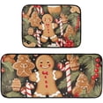 thumbnail image 1 of Christmas Gingerbread Kitchen Mat Set of 2, Non-Slip Kitchen Rug for Floor, Waterproof Sink Carpet for Home, Office, Laundry, 1 of 6