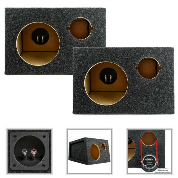 PricedRightSales 6.5" Custom 2 Pack Speaker Boxes with Cutouts for 6" Mid-Range Speakers and 3" Tweeters