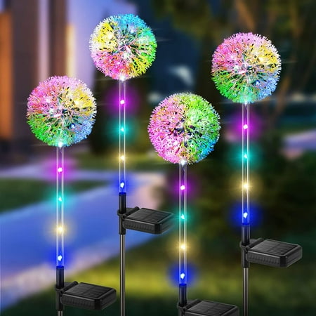 

Solar Lights for Outdoor Garden 4 Pcs Garden Decoration Dandelion Solar Lights with Color Changing LED IP65 Waterproof Solar Flower Lamp for Outdoor Lawn Balcony Patio Yard