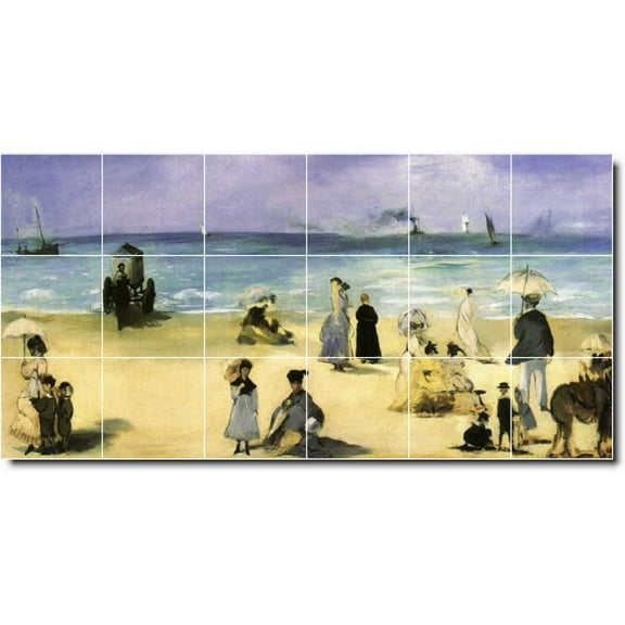 Ceramic Tile Mural-Edouard Manet Waterfront Painting 133. 25.5" w x 12.75" h using (18) 4.25 x 4.25 ceramic tiles