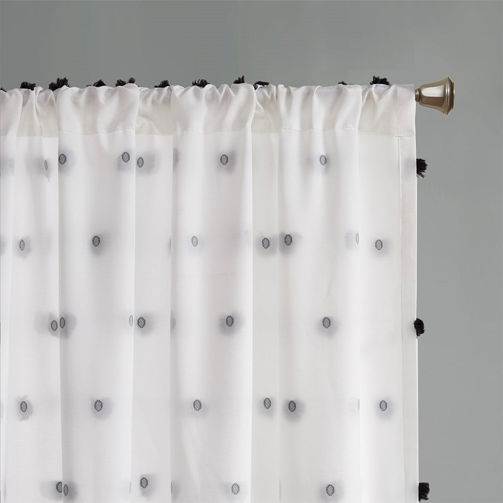 MAYEERTY 1 Pc Pom Pom Embellished Curtain Panel - For Living Room