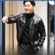 thumbnail image 3 of Chaqueta de cuero de otoño e invierno con cuello de béisbol para hombre, chaqueta de cuero de mediana edad, chaqueta de cuero de PU para hombre, chaqueta de motocicleta para hombre, 3 of 5