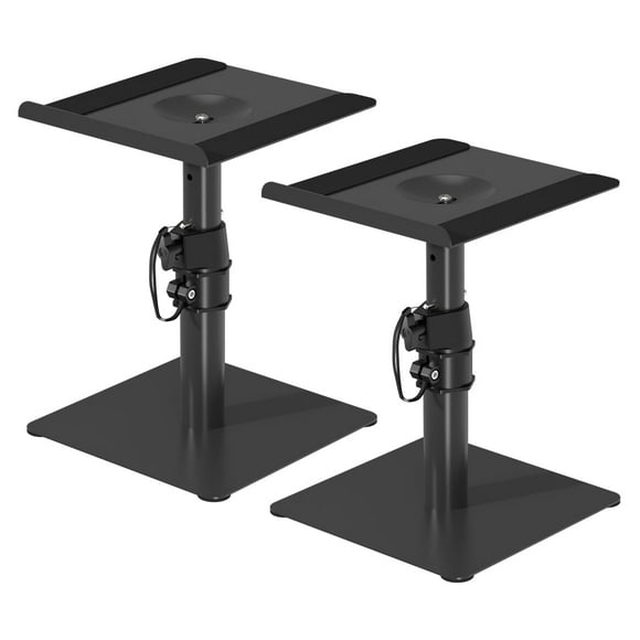 Suptek Free-Standing Speaker Stand Desktop Set, 9.6 x 8.8 inch Trays, Height Adjustment and Tilt, Universal Audio Holders for Computer and Bookshelf S