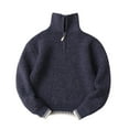 thumbnail image 3 of QIPOPIQ Boys Chunky High Neck Zip Sweater Kids Ribbed Pullover Jumper Winter Knit Tops Outfits Clearance, 3 of 10