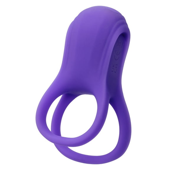 CalExotics Basic Essentials Rechargeable Dual Support Silicone Penis Ring, Purple