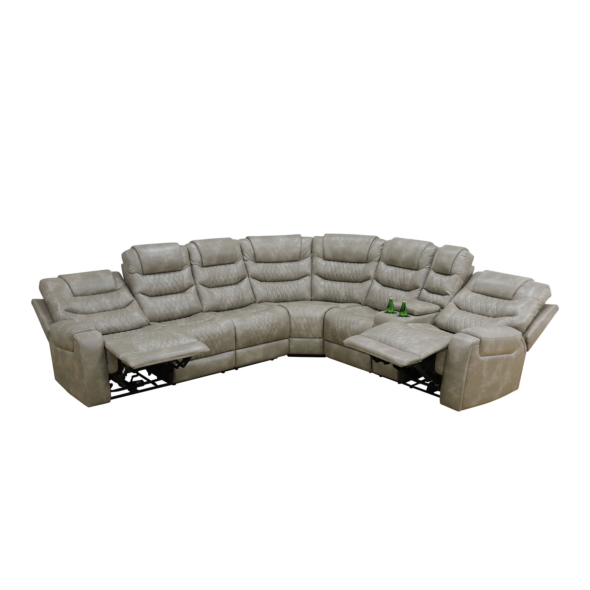 MAYEERTY Power Reclining L-Shaped Sectional Sofa, Leather Recliner with USB Charging, LED Lights & Storage for Living Room
