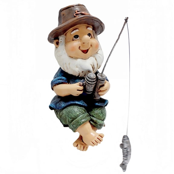NYSCURE Mini Resin Fishing Gnome Statue, Funny Fisherboy Little Guy for Pond, Garden Flowerpot, Poolside, Micro Landscape Ornaments for Patio Yard Lawn, Decor Gifts Dwarf Figurine Sculpture