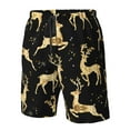 thumbnail image 5 of Kll Christmas Gold Deers Men'S Casual Summer Beach Shorts Hawaiian Shorts With Pockets-Large, 5 of 9