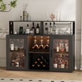 thumbnail image 6 of Encatidor Bar Cabinet with Power Socket, Wine Cabinet with LED Light and Glass Shelf, Storage Buffet Cabinet Coffee Bar Wine Cabinet, Wine Cabinet with Shelf, 6 of 7