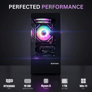 Novatech Titan Pro - Prebuilt Gaming PC Desktop Computer - RTX 5060 - Ryzen 5 - 4.2GHz - 16GB RAM - 1TB M.2 SSD WiFi/BT, Win 11 - Gaming Computer Tower - Pre Built PC Gaming -