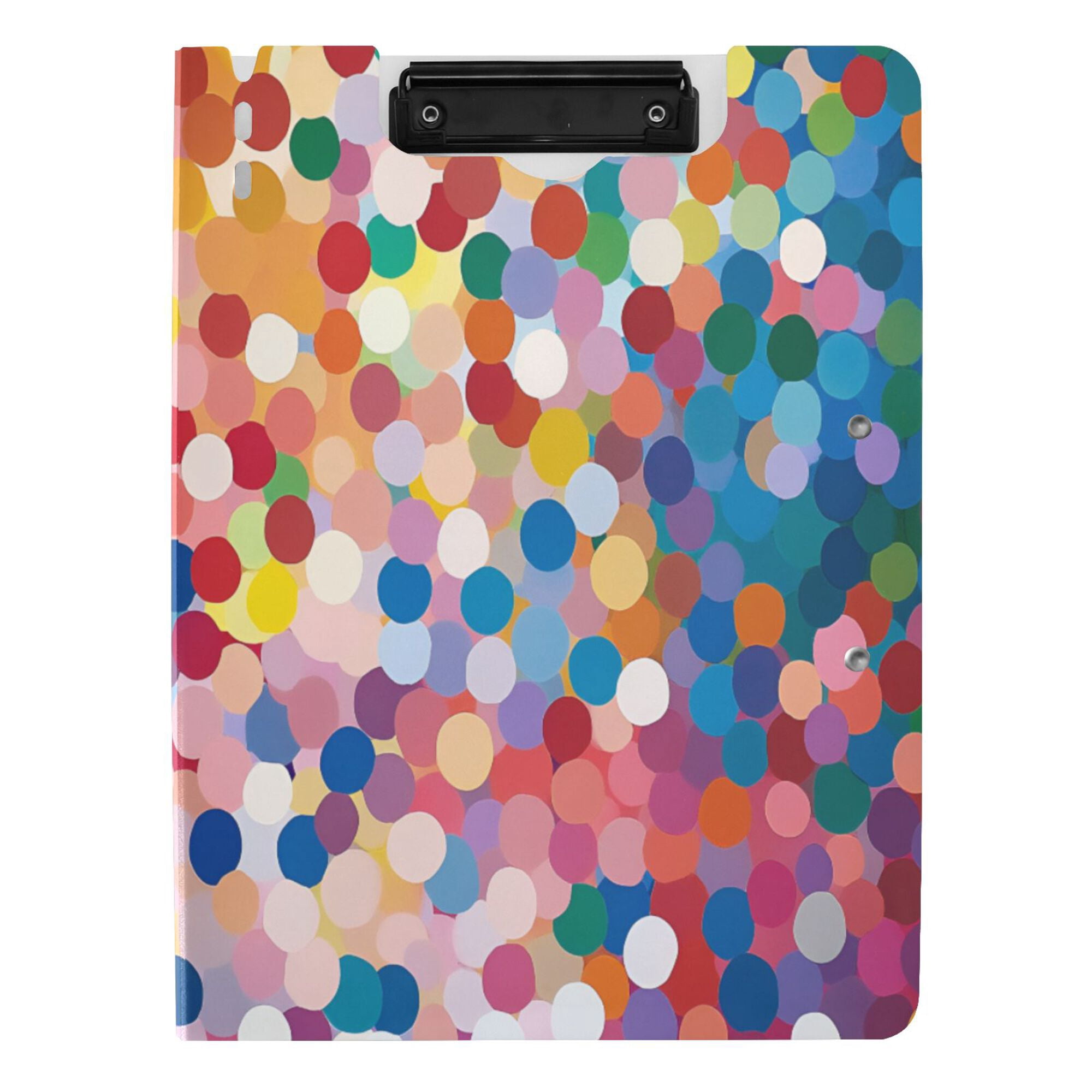 FORMRS A4 Clipboard Folder with Pen Holder Horizontal Foldable School Office Binder, Light Colorful Circles