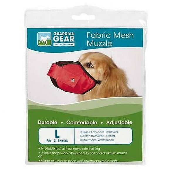 Fabric Mesh Dog Muzzles Comfortable Soft Red Muzzle for Dogs That Bite or Chew (Large)