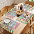 thumbnail image 5 of Easter Bunny Gnomes Placemats Set of 12 Spring Easter Eggs Floral Colorful Wood Place Mats Indoor Wipeable Table Mats Washable Dining Table Placemats for Kitchen Holiday Party Home Decor 13x19 Inch, 5 of 9