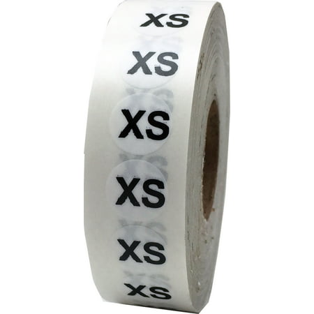 XS Clear Clothing Size Strip Stickers, 3/4 x 4 Inches in Size, 200