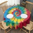 thumbnail image 3 of Colorful Tie Dye Mandala Pattern Round Tablecloth 60"x60",Wrinkle Wipeable Table Cloth for Kitchen Dining Room Picnic Patio Party, 3 of 6