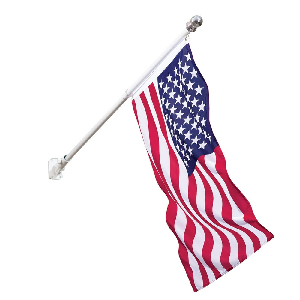 Collections Etc Tangle Free American Flag and Rotating Flag Pole Kit, with Adjustable Angle