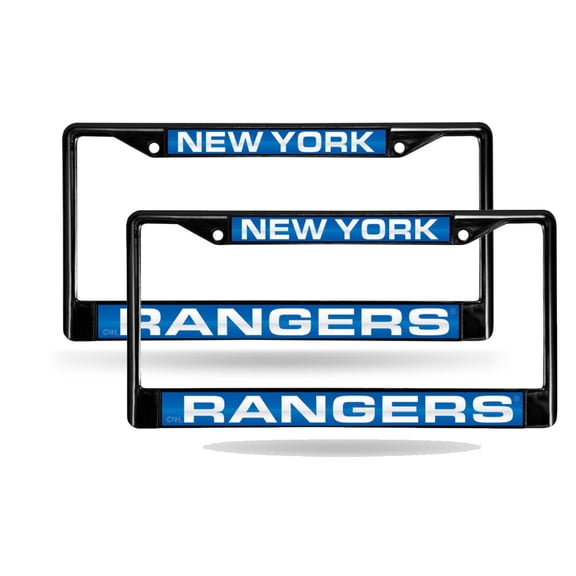 New York Hockey Rangers Black Metal (Set of 2) Laser Cut License Plate Frames