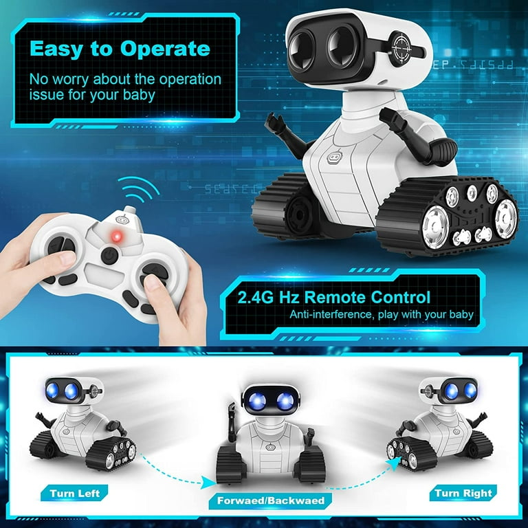 WOWELLO Emo Robot Toys for Kids, Rechargeable Remote Control Smart Robots  with Gesture Sensing, Fun Recording and Shining LED Eyes, Toys for 3 4 5 6  7