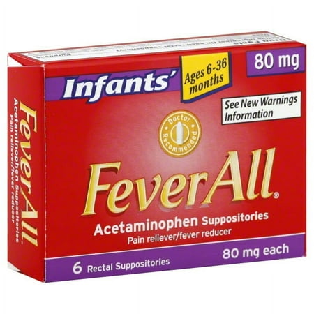 FeverAll Infants Acetaminophen Suppositories 6 Rectal Suppositories 80mg each