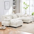 thumbnail image 3 of FFH Cloud Sofa Sectional, 133.8" Oversized 3 Seater Sofa for Living Room, Modern U Shaped Sofa with Deep Seat (Chenille White, 3 Seater with 2 Ottomans), 3 of 11