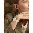 thumbnail image 4 of Wearlizer Two Tone Metal Watch Band Compatible with Apple Watch Bands Women 38/40/41/42/44/45/46/49mm Rectangular Link Bracelet Stainless Steel Strap for Series 11/10/9/8/7/6/5/4/3/SE/Ultra, 4 of 6