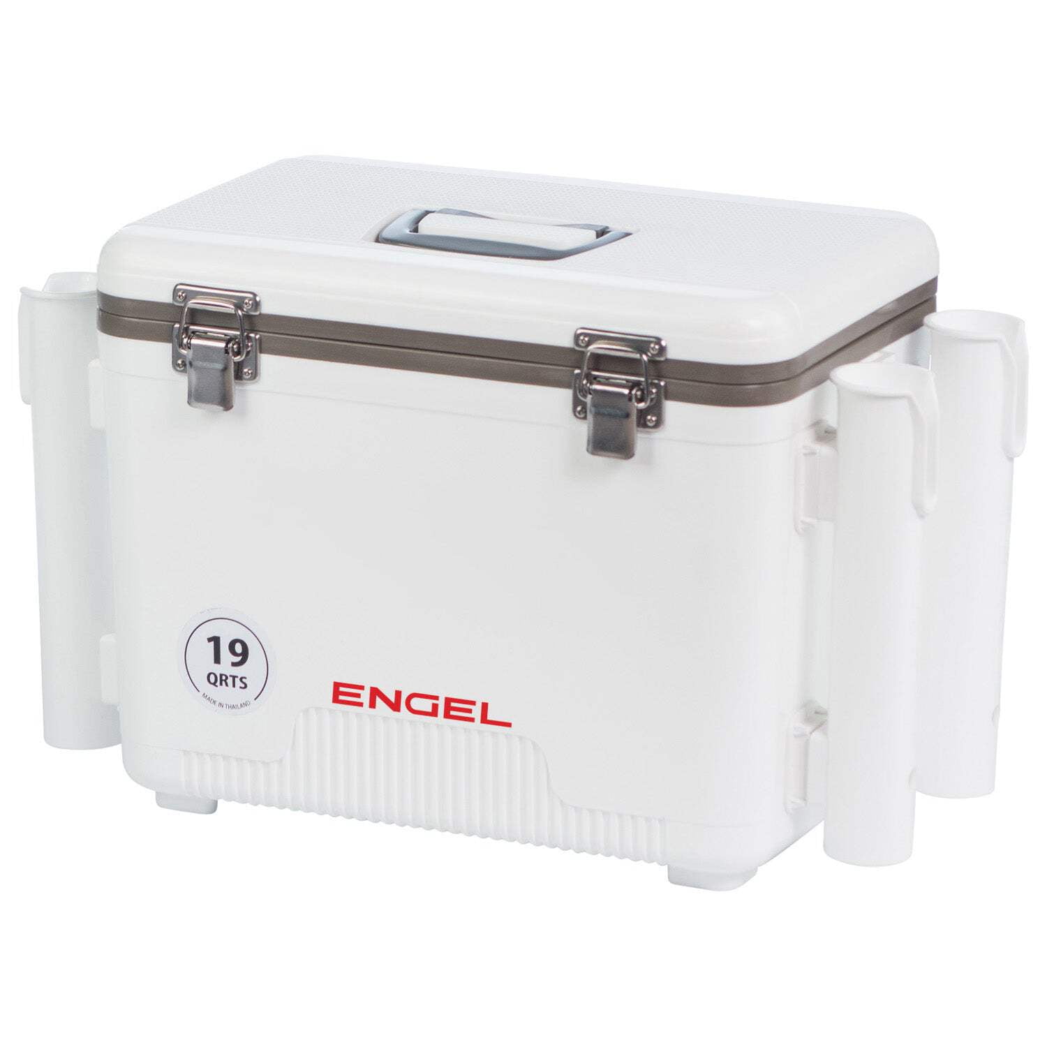 ENGEL 19 Qt Leak-Proof Insulated Drybox Cooler with 4 Rod Holders - Tan