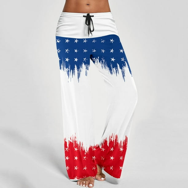 MKLEKYY Pantalones deportivos para mujer, pantalones de yoga holgados con cintura alta y bolsillos, cintura elástica, estampados, pantalones largos informales
