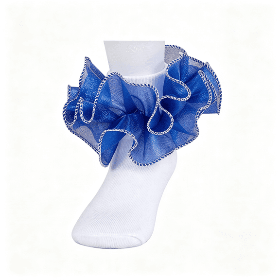 XIBUFE Women Big Ruffle Ankle Socks,Double Lace Turn Cuff Lightweight Cotton Frilly Dress Cute Girl Sock with Ruffles, big ruffle ankle socks woman cotton adult double lace turn cuff sock, #W101