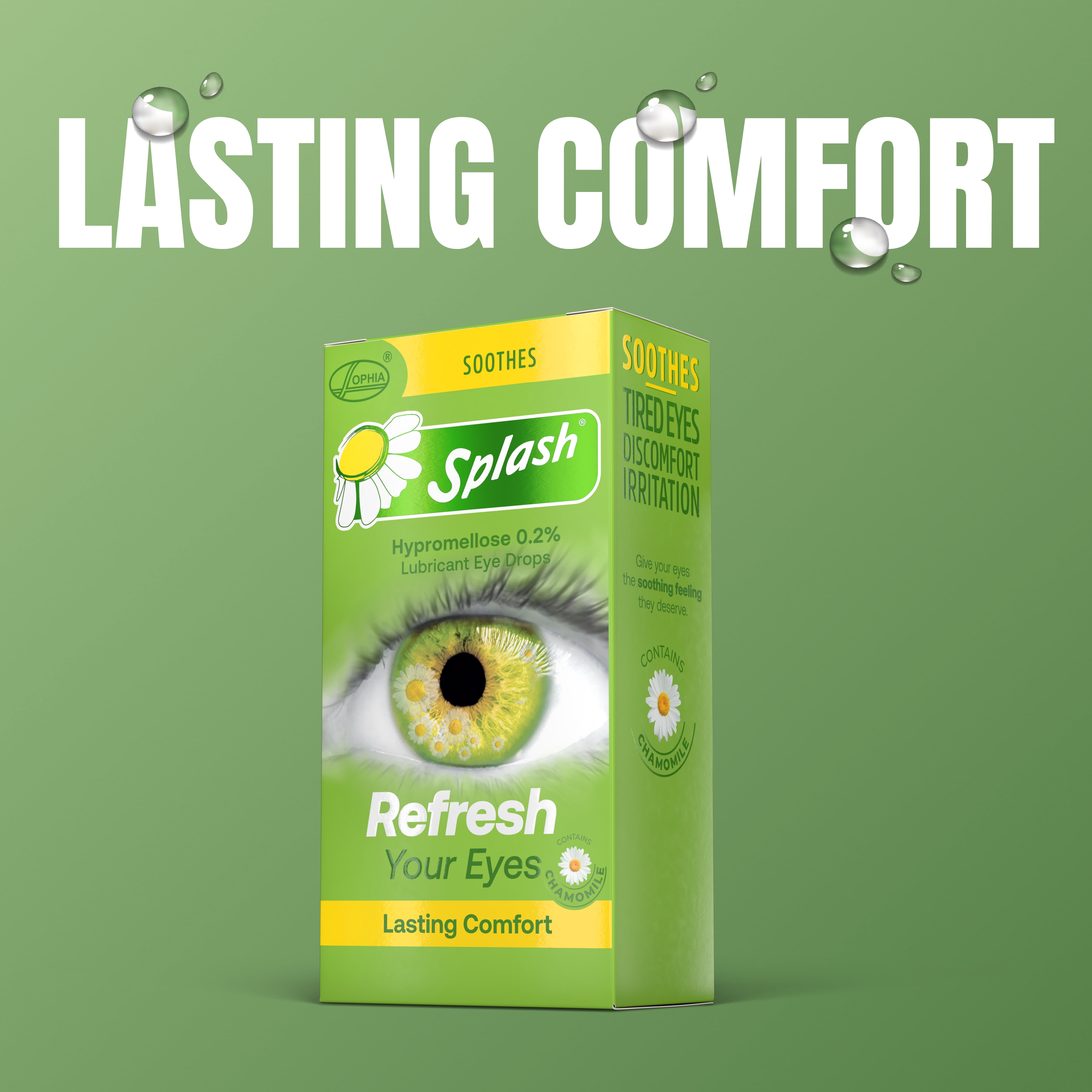 (2 pack) Splash Refresh Soothing Eyes Drops For Tired Eyes, Contains Chamomile, Daily Use 0.5 Fl Oz