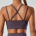 thumbnail image 6 of TrendVibe365 Workout Bras for Women Ribbed Knit No Underwire Push up No Show Bralettes Padded Strappy Back Criss-Cross Back Supportive Corset Bra Full Coverage Comfy Shapewear Purple S, 6 of 6