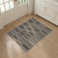 thumbnail image 3 of ODIKA 3'x5' Gray Beige Modern Geometric Striped Washable Area Rug Contemporary Block Motif with Diagonal for Hallway, Laundry Room, Non-Slip, Flatweave, Easy Care, 3 of 6