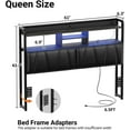 thumbnail image 3 of Homieasy Queen Upholstered Headboard with Storage Shelves, Queen Size Headboard with Power Outlets & LED Lights for Queen Bed, Sturdy Queen Bed Headboard for Bedroom/Dorm Room, Black Oak, 3 of 8