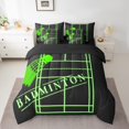 Boys Badminton Bedding King Size 7Pcs for Kids Teens Black Green