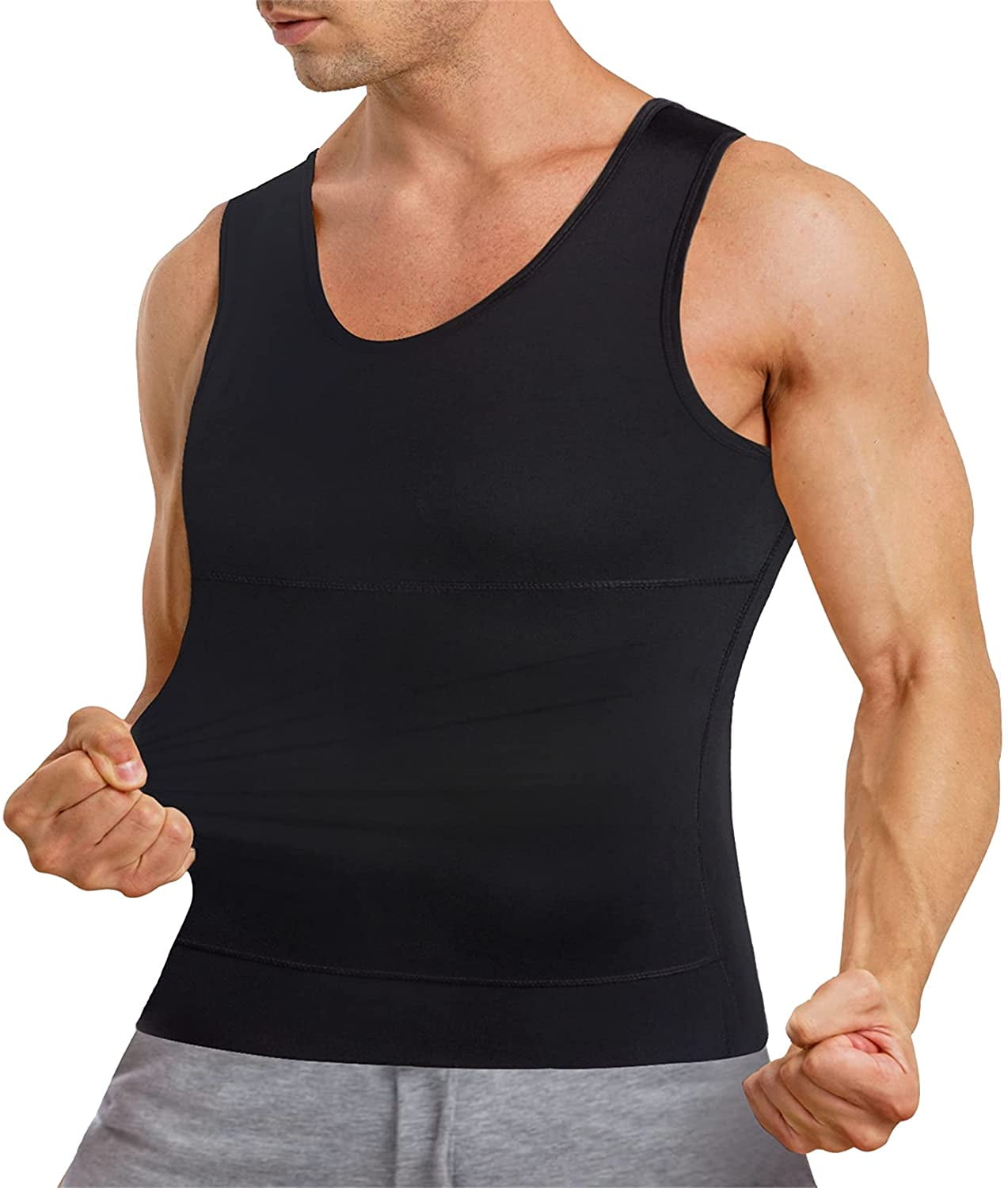 Gotoly Compression Shirt for Men Slimming Shaper Sport Vest Workout Tank Top Athletic Undershirt(Black XX-Large) - Walmart.com