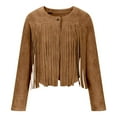 thumbnail image 4 of Fiaer,Womens Loose Fit Oversized Cropped Leather Jackets,Ladies Casual Trendy Long Sleeve Fringe Solid Color Lightweight Comfy Tops Brown L, 4 of 4