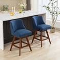 thumbnail image 2 of LEGAHOME Bar Stools Set of 2, 26” Swivel Counter Height Bar Stools with Soft Foam and Steel Spring Core, Modern Bar Stools with Wood Legs for Kitchen Island, Bar, Dining Room, Blue, 2 of 9