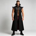 thumbnail image 5 of JOANKDMI Mens Gothic Steampunk Long Vest Sleeveless Victorian Tailcoat Vintage Stand Collar Open Front Trench Coat Jacket for Halloween Renaissance Pirate Cosplay, 5 of 9