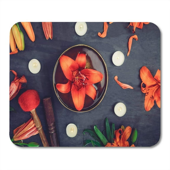 SIDONKU Tibetan Singing Bowl Floating in Water Lily Inside Special Mousepad Mouse Pad Mouse Mat 9x10 inch