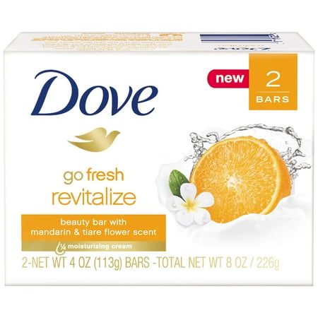 Dove go fresh Beauty Bar Mandarin and Tiare Flower 4 oz, 2 Bar