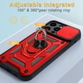 thumbnail image 6 of Elegant Choise for iPhone 14 Pro Max Case with Ring Stand Slide Camera Lens Protective Phone Cover, Red, 6 of 14