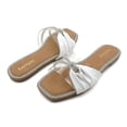 thumbnail image 4 of GJPBGK Women’s Flat Sandals Bow Slide Sandals Square Toe Summer Slip-On Shoes with Clear Straps for Party or Casual Wear, 4 of 5