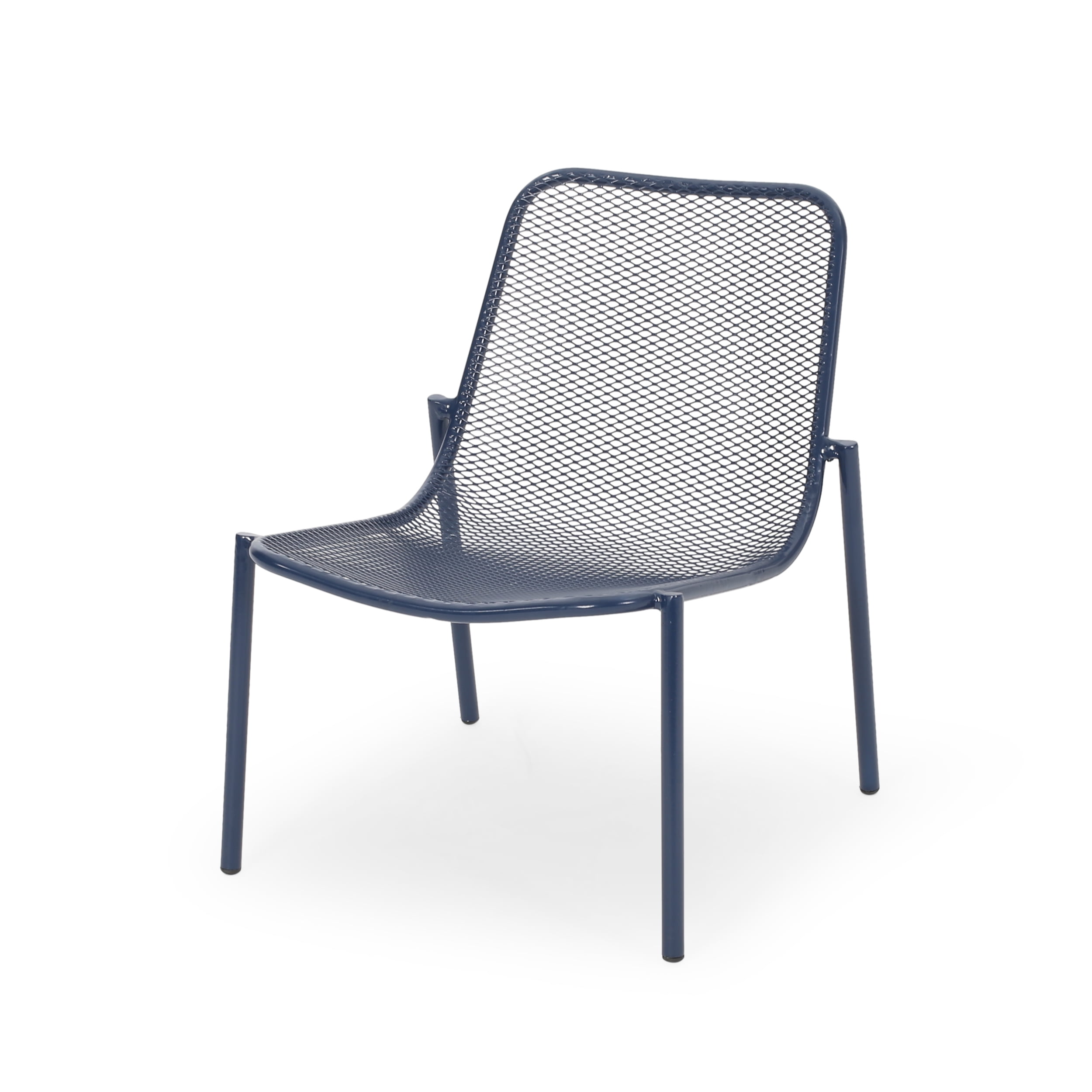 Outdoor Stackable Mesh Chair Set of 2, Portable Leisure Seats for Patio Garden, Navy Blue