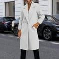 thumbnail image 2 of ZQUUVOU Women's Fall Winter Long Pea Coat Notch One Button Trench Coat Fleece Warm Overcoat Long Jacket with Pocket White, 2 of 7