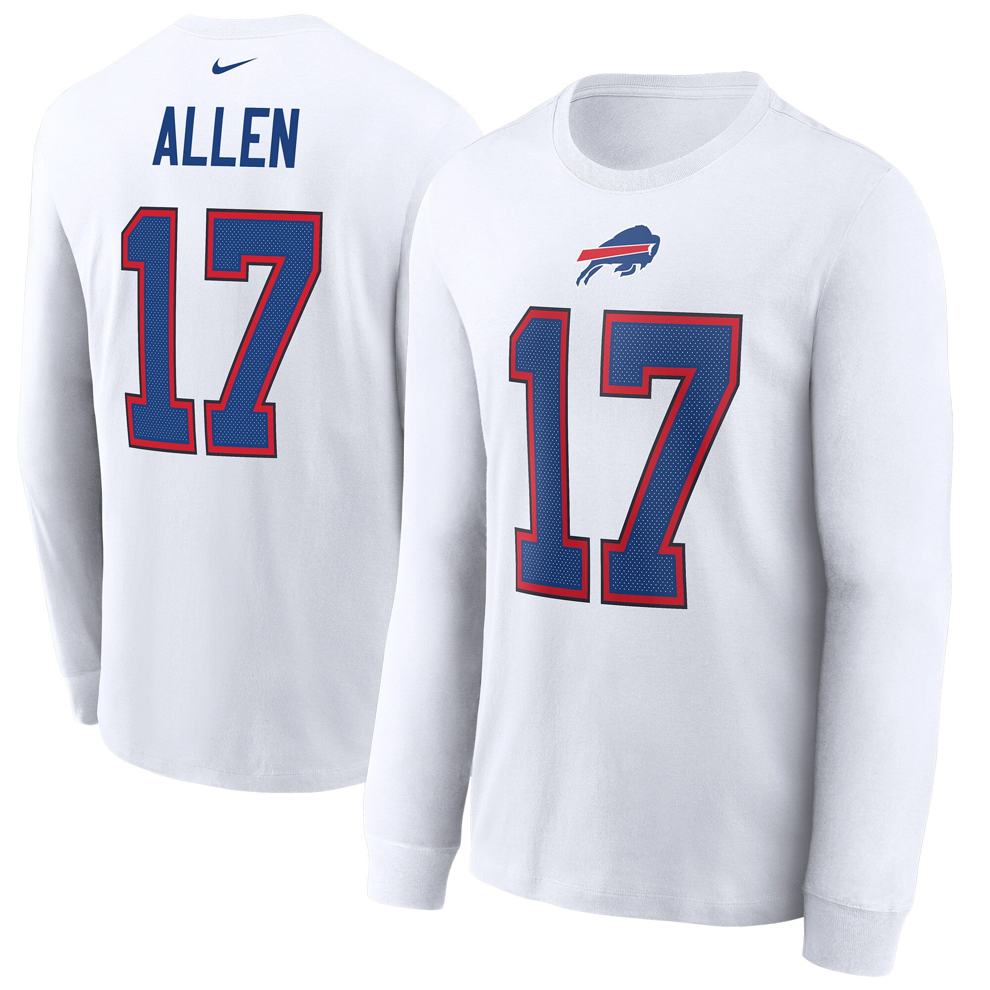 Josh Allen Buffalo Bills Nike Player Name &amp; Number Long Sleeve T-Shirt - White - Walmart.com