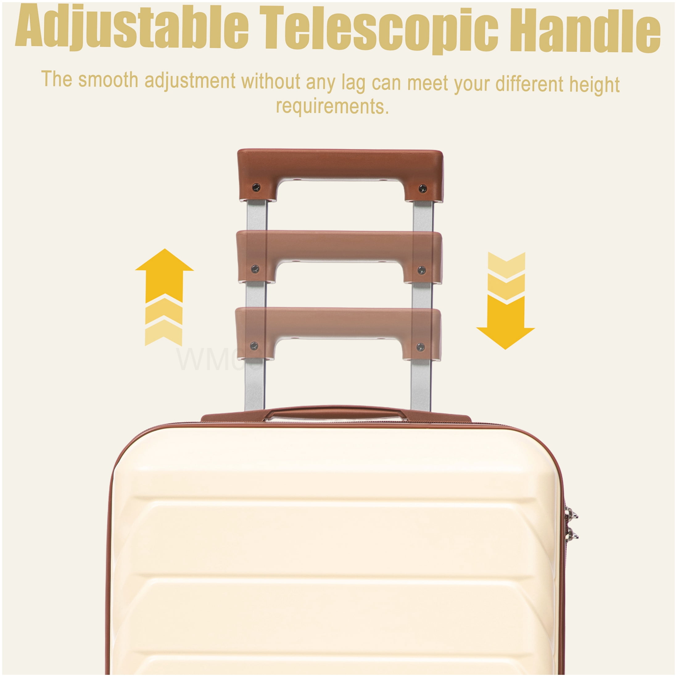 CHAMPFLAG 20 Inch Hardside Spinner Luggage, Beige ABS Carry-On with Combination Lock &; Silent Wheels, Travel Checked Bag