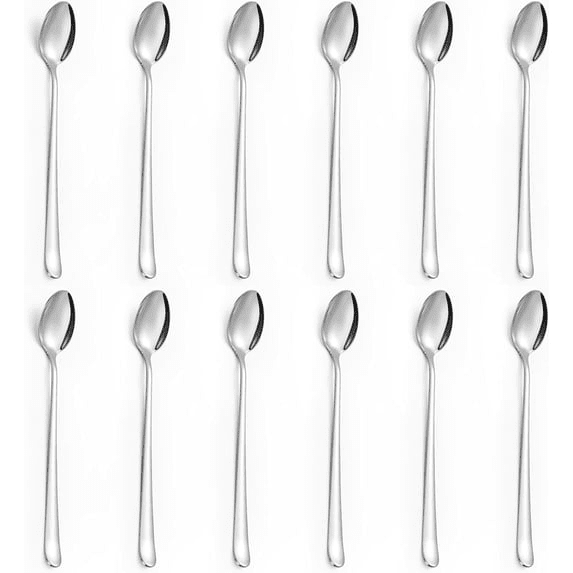 12 Pack 7.8 Inch Stainless Steel Long Handle Iced Tea Spoons Mirror Polished Cocktail Stirring Spoon Set Dishwasher Safe