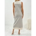 thumbnail image 3 of Michellecmm Women's Summer Knit Tank Dress Stripe Print Sleeveless Round Neck Slim Long Dress, 3 of 9